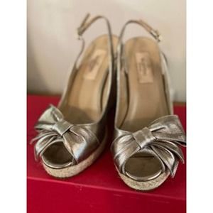 Valentino Gold Leather Bow Espadrille
